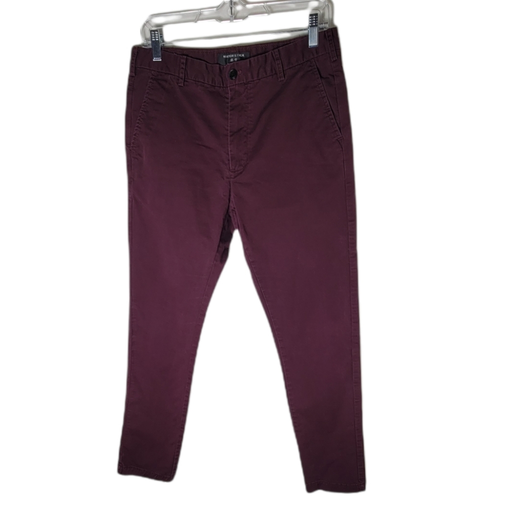 Matchstick men’s argus chino pants size 32 burgundy slim fit casual pants